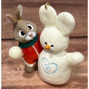 1991 HALLMARK KEEPSAKE ORNAMENT QX497-9 SNOW TWINS BUNNY TENDER TOUCHES